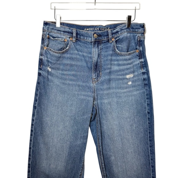 American Eagle Super High Rise Baggy Straight Strigid Women’s Jeans Sz 14 - Picture 2 of 10